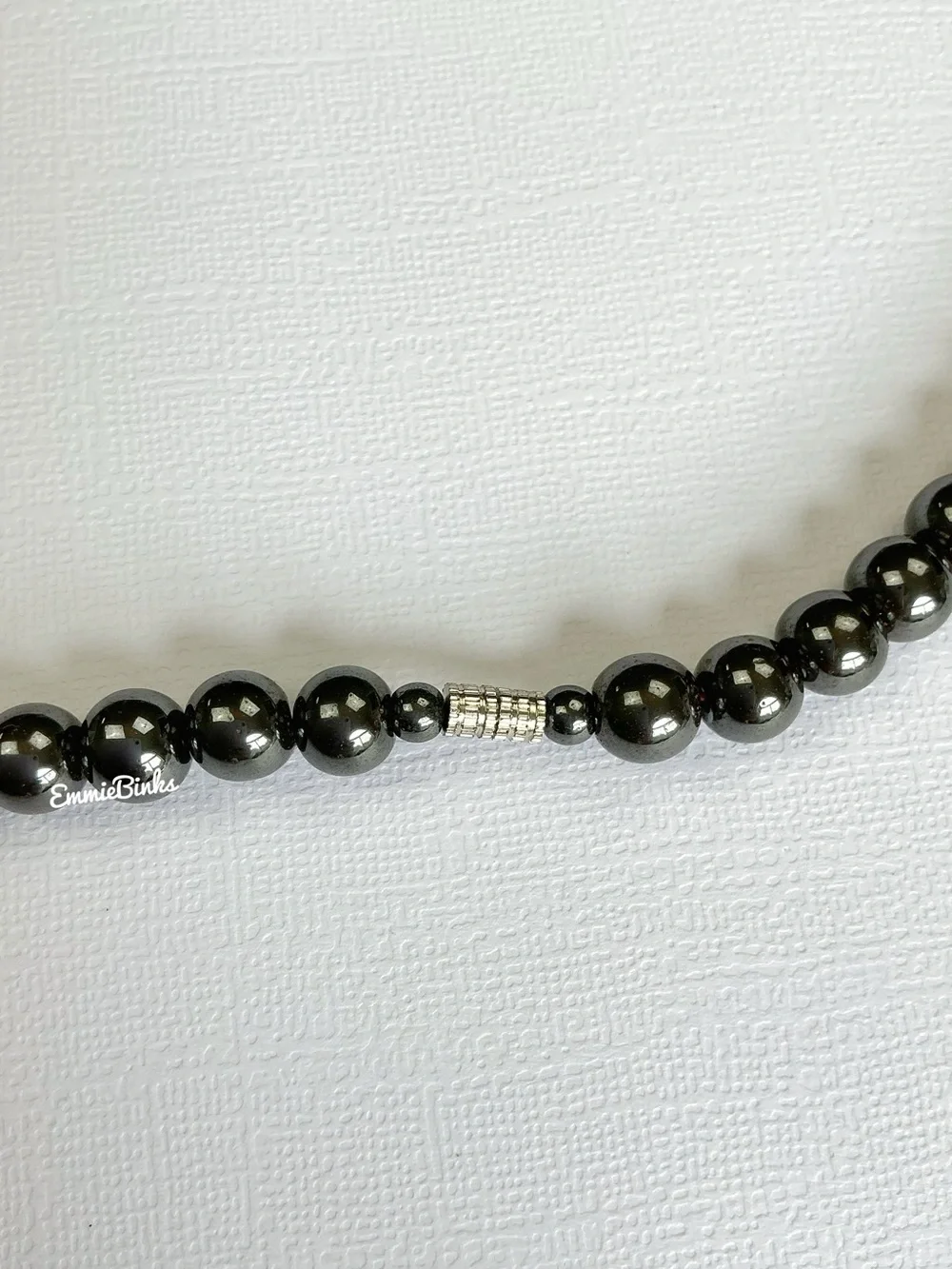 NWT Unisex Hematite Stone Beaded Necklace